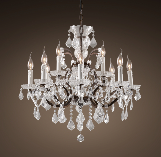 19th C. Rococo Iron & Crystal Chandelier Medium