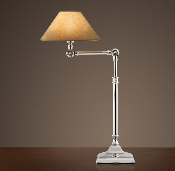 20th C. Parisian Telescoping Table Lamp Polished Nickel