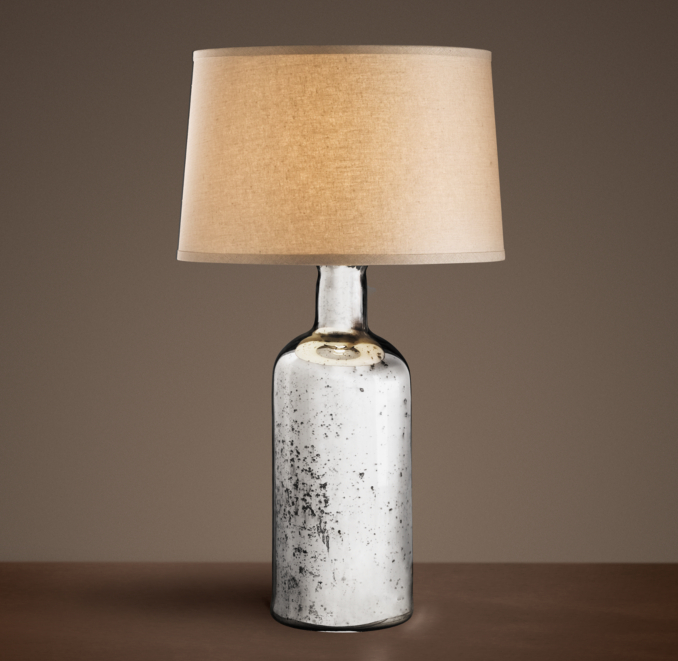 19th C. Vintage Mercury Glass Medium Table Lamp