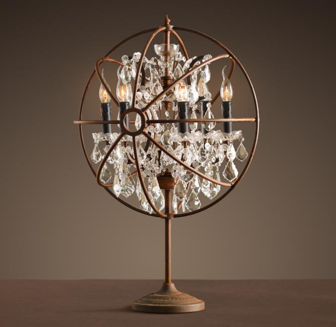Foucault's Iron Orb Crystal Table Lamp Rustic Iron