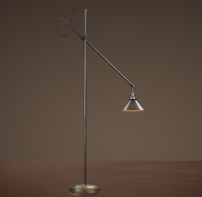 1900s Machinist Floor Lamp Aged Steel
