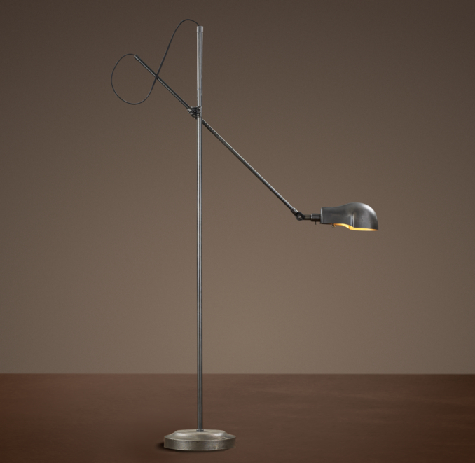 1900s Pharmacy Floor Lamp Aged Steel