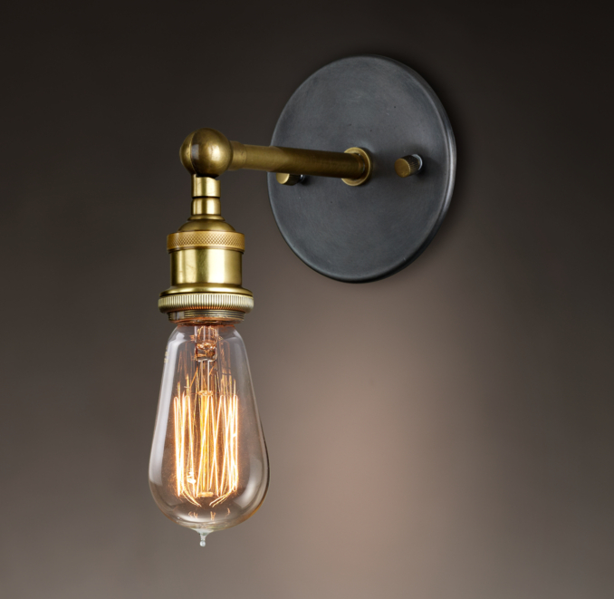 Filament Bulb Sconce Aged Steel