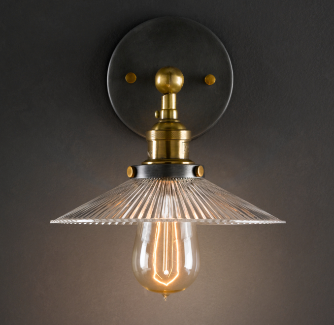 Ribbed Glass Filament Sconce Aged Steel