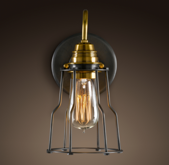 Industrial Filament Sconce Aged Steel