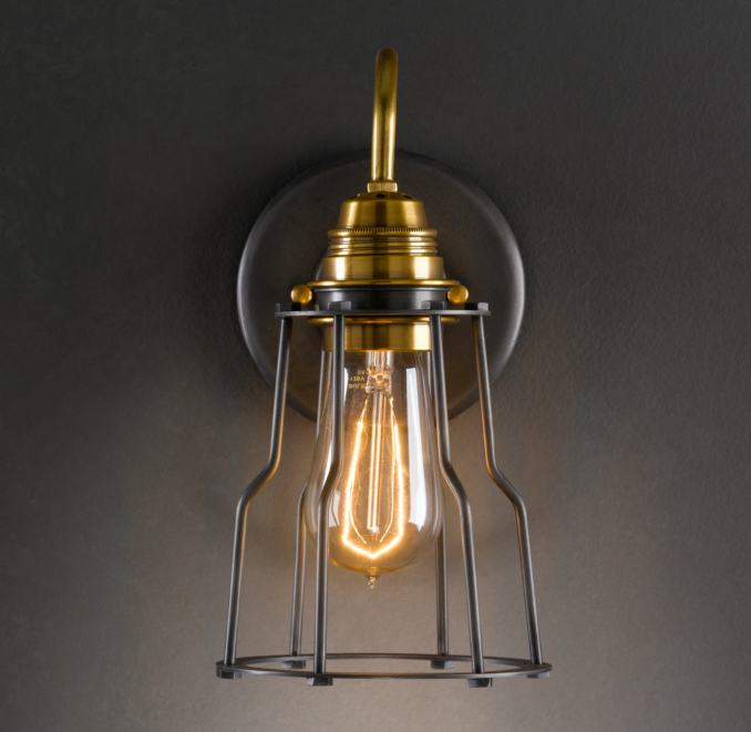 Industrial Filament Sconce Aged Steel