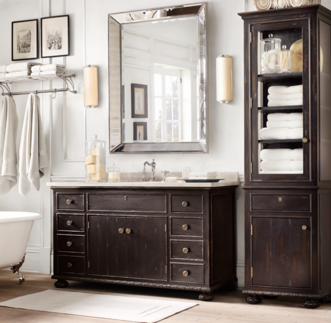 French Empire Extra-Wide Single Vanity Sink Base