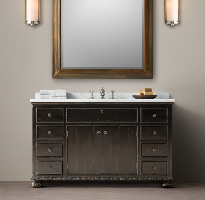French Empire Extra-Wide Single Vanity Sink