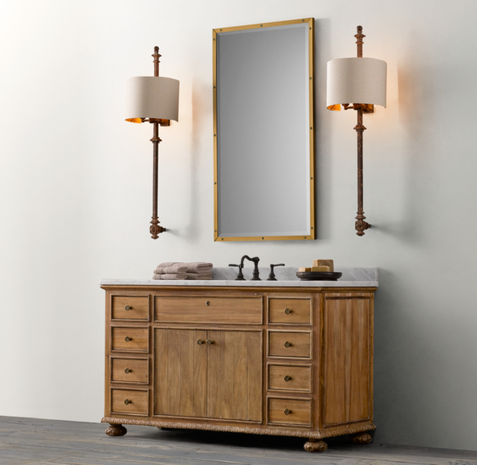 French Empire Extra-Wide Single Vanity Sink