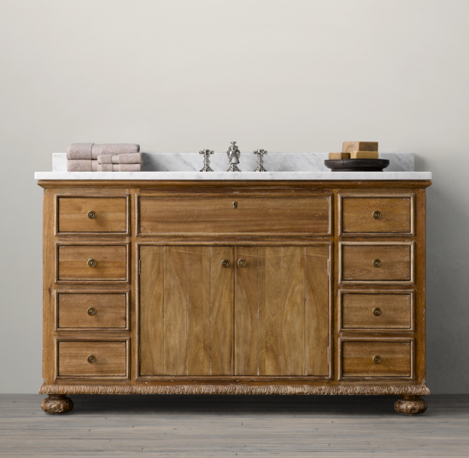 French Empire Extra-Wide Single Vanity Sink