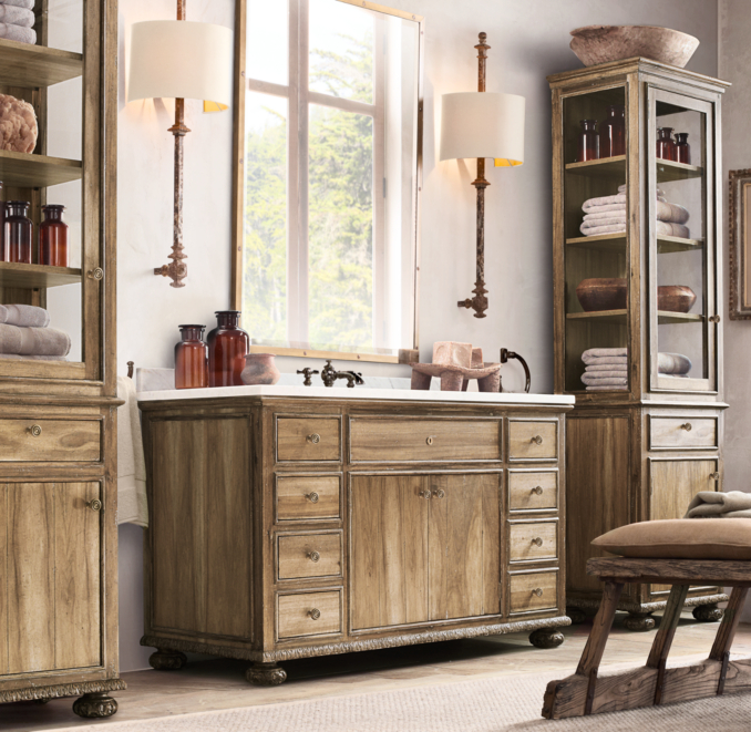 French Empire Extra-Wide Single Vanity Sink