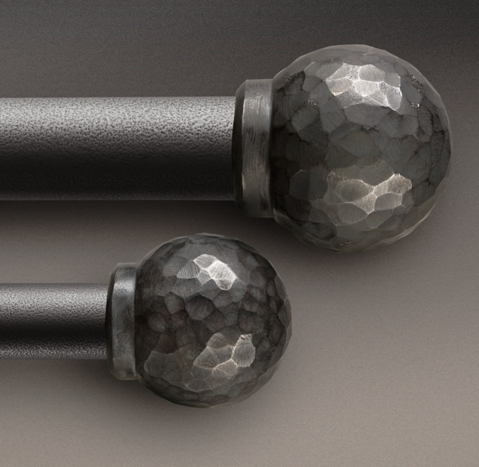 Industrial Hand-Forged Faceted Ball Finial (Set of 2)