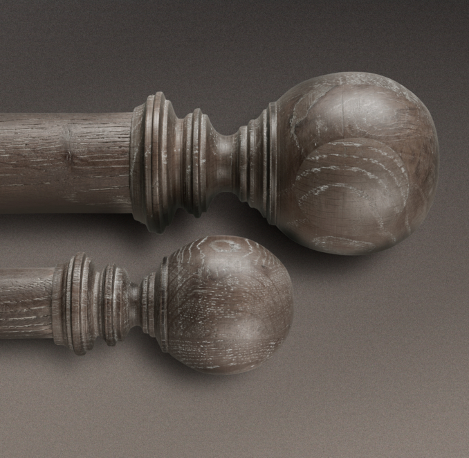 Estate Weathered Oak Ball Finial Burnt Oak