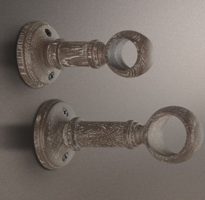 Estate Weathered Oak Round End Brackets (Set of 2) Burnt Oak
