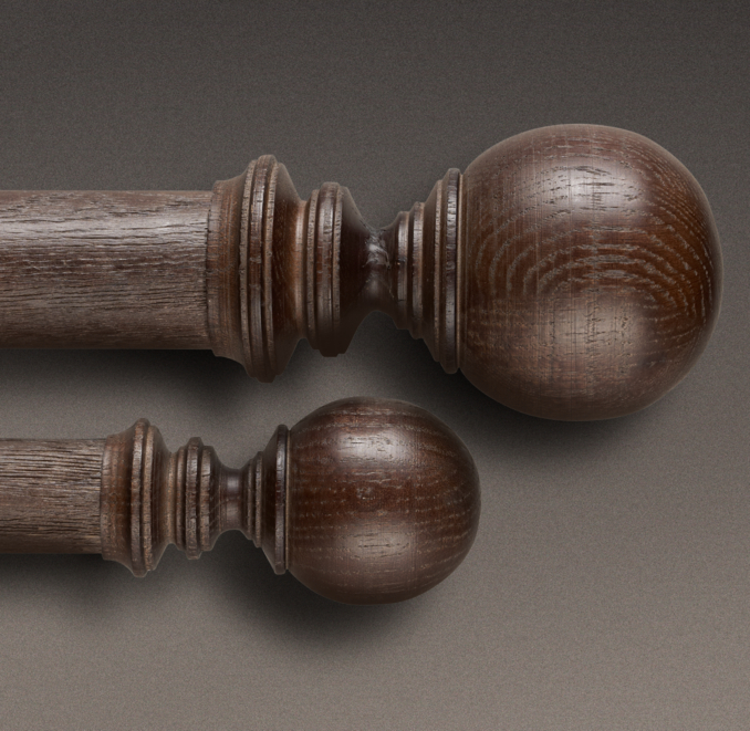 Estate Weathered Oak Ball Finial Brown Oak