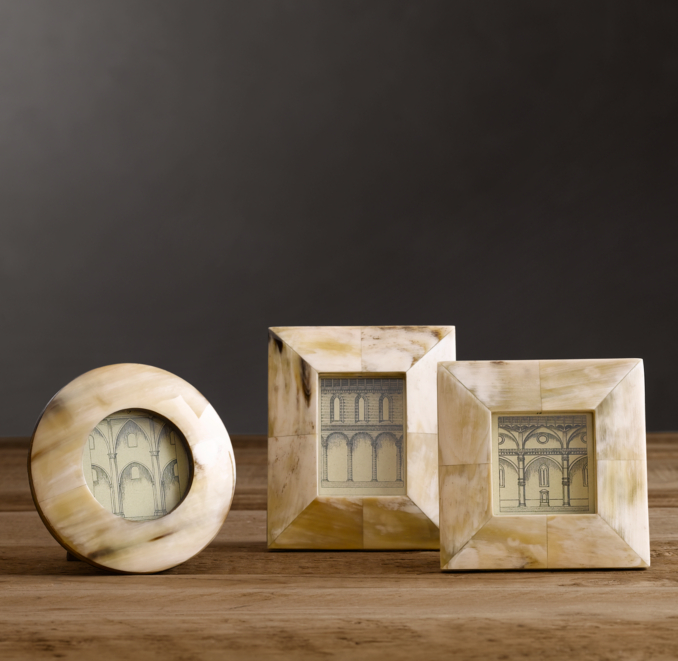 Mini Beveled Horn Frames White
