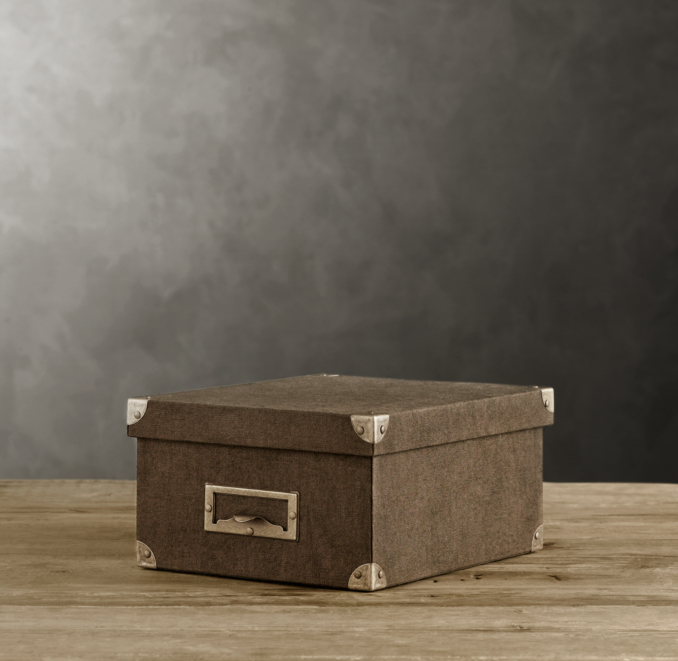 Linen Media Box Chocolate