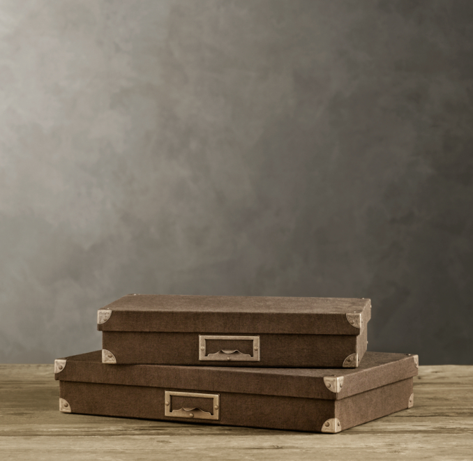 Linen Document Box Chocolate