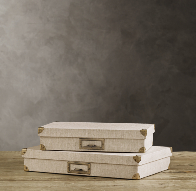 Linen Document Box Sand