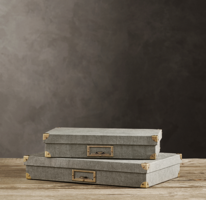 Linen Document Box Fog