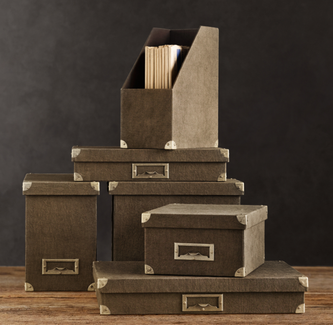 Linen Office Storage Accessories Chocolate