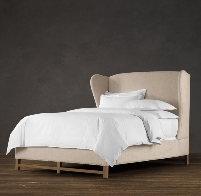 French Wing Upholstered Bed Without Footboard