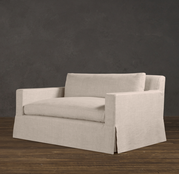 5' Belgian Track Arm Slipcovered Sofa