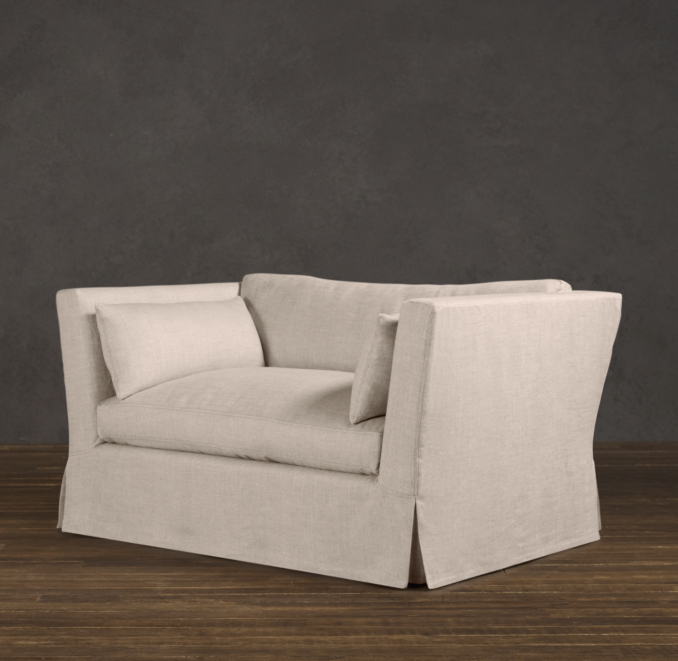 5' Belgian Shelter Arm Slipcovered Sofa