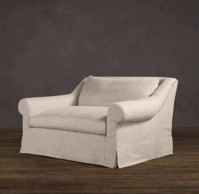 5' Belgian Roll Arm Slipcovered Sofa