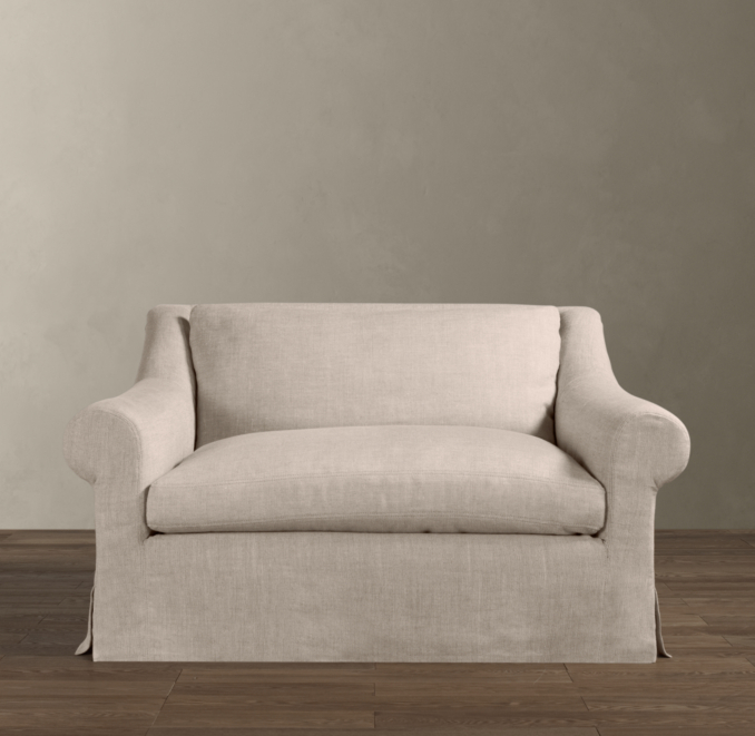 5' Belgian Roll Arm Slipcovered Sofa