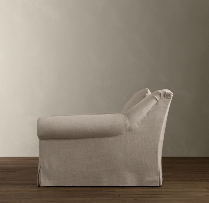 Belgian Roll Arm Slipcovered Swivel Chair