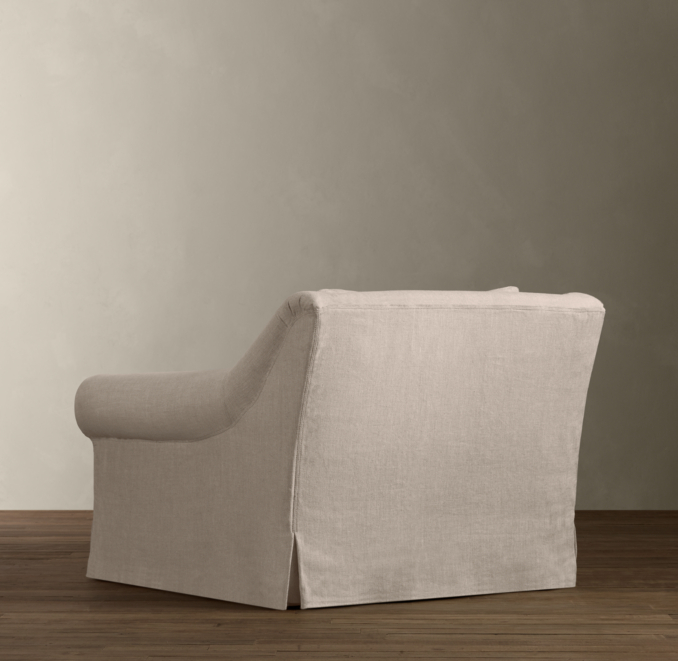 Belgian Roll Arm Slipcovered Swivel Chair