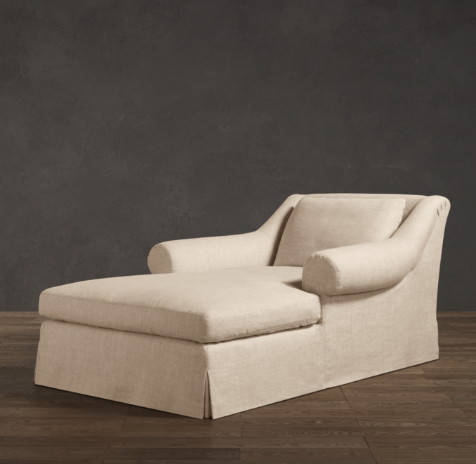 Belgian Roll Arm Slipcovered Chaise