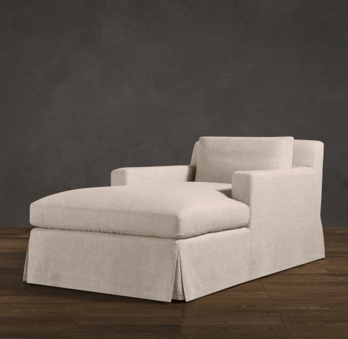 Belgian Track Arm Slipcovered Chaise