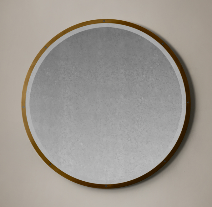 Bistro Antiqued Brass Round Mirror