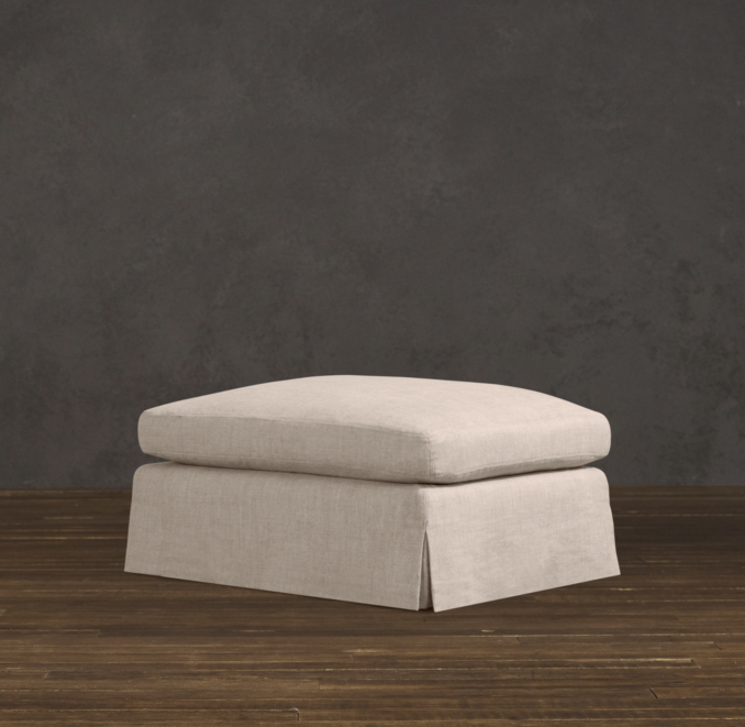 Belgian Roll Arm Slipcovered Ottoman