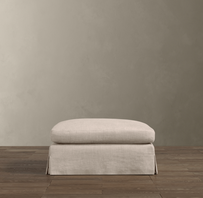 Belgian Roll Arm Slipcovered Ottoman