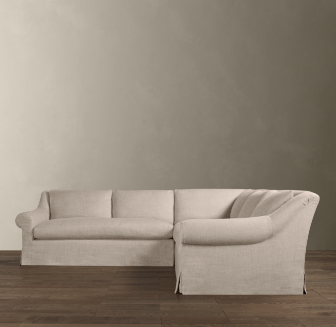 Belgian Roll Arm Slipcovered Corner Sectional