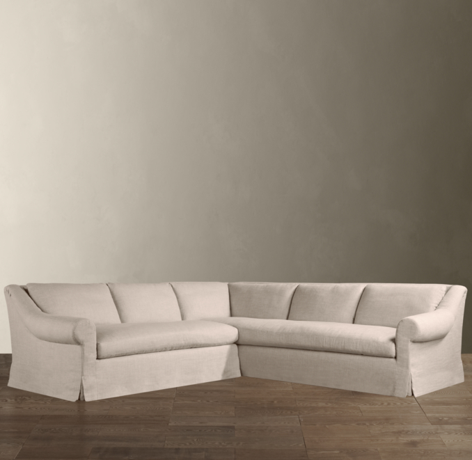 Belgian Roll Arm Slipcovered U-Chaise Sectional