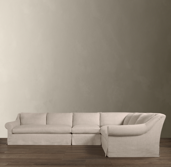 Belgian Roll Arm Slipcovered Right-Arm L-Sectional