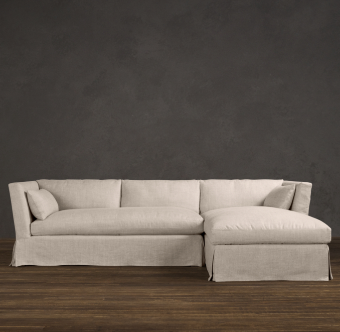 Belgian Shelter Arm Slipcovered Right-Arm Sofa Chaise Sectional