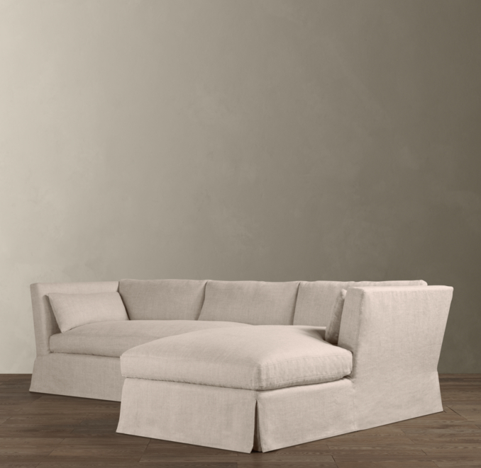 Belgian Shelter Arm Slipcovered Right-Arm Sofa Chaise Sectional