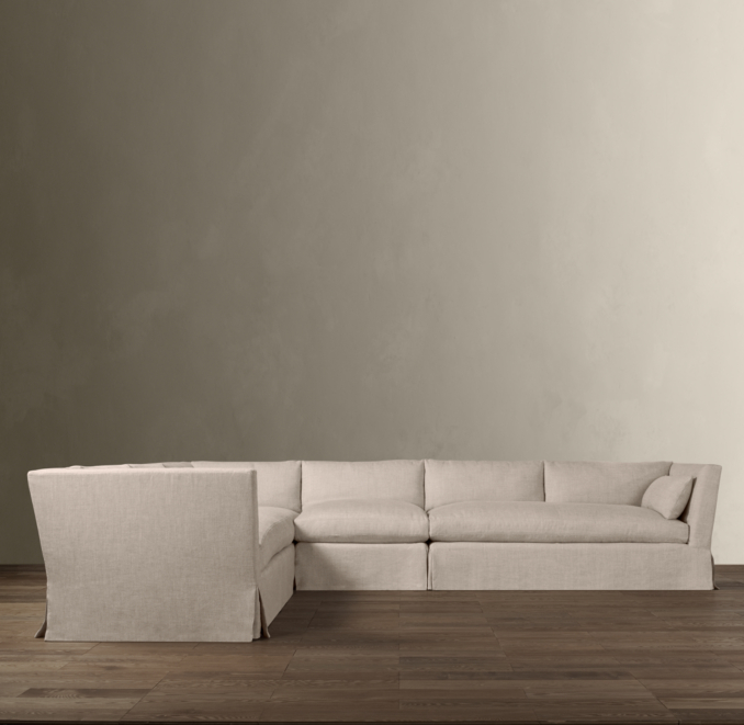 Belgian Shelter Arm Slipcovered L-Sectional