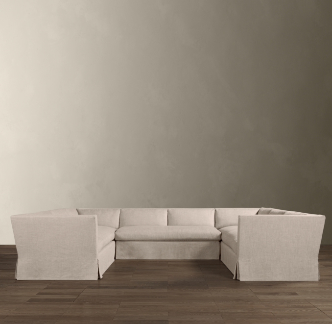 Belgian Shelter Arm Slipcovered U-Sofa Sectional