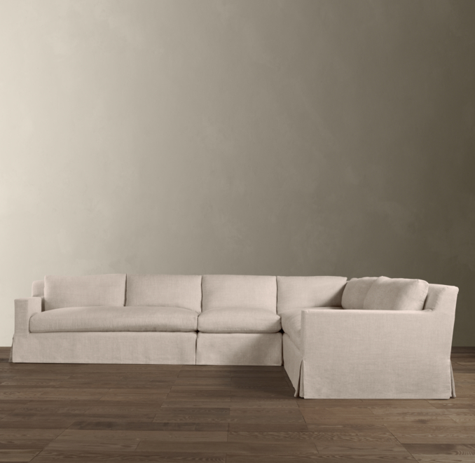 Belgian Track Arm Slipcovered Right-Arm L-Sectional