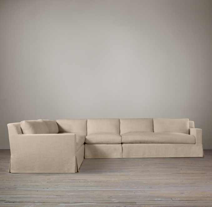 Belgian Track Arm Slipcovered L-Sectional