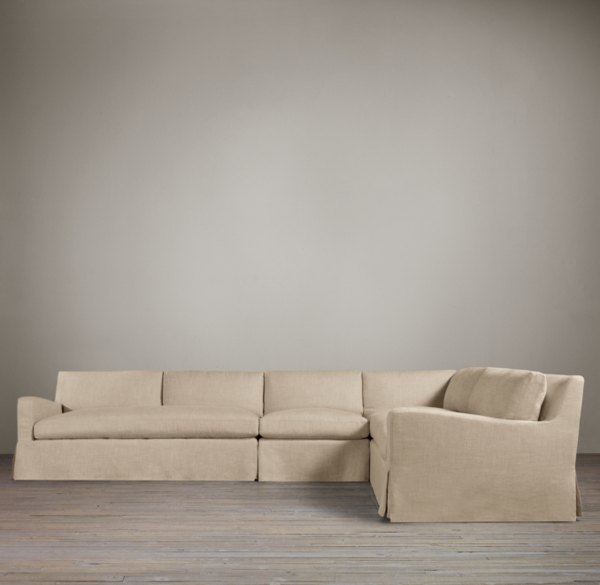 Belgian Slope Arm Slipcovered Right-Arm L-Sectional