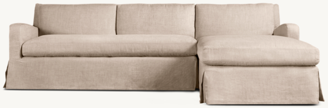 Belgian Slope Arm Slipcovered Right Arm Sofa Chaise Sectional