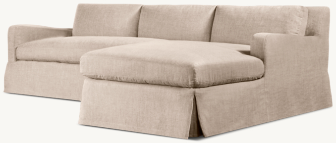 Belgian Slope Arm Slipcovered Right Arm Sofa Chaise Sectional