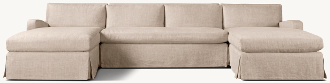 Belgian Slope Arm Slipcovered U-Chaise Sectional